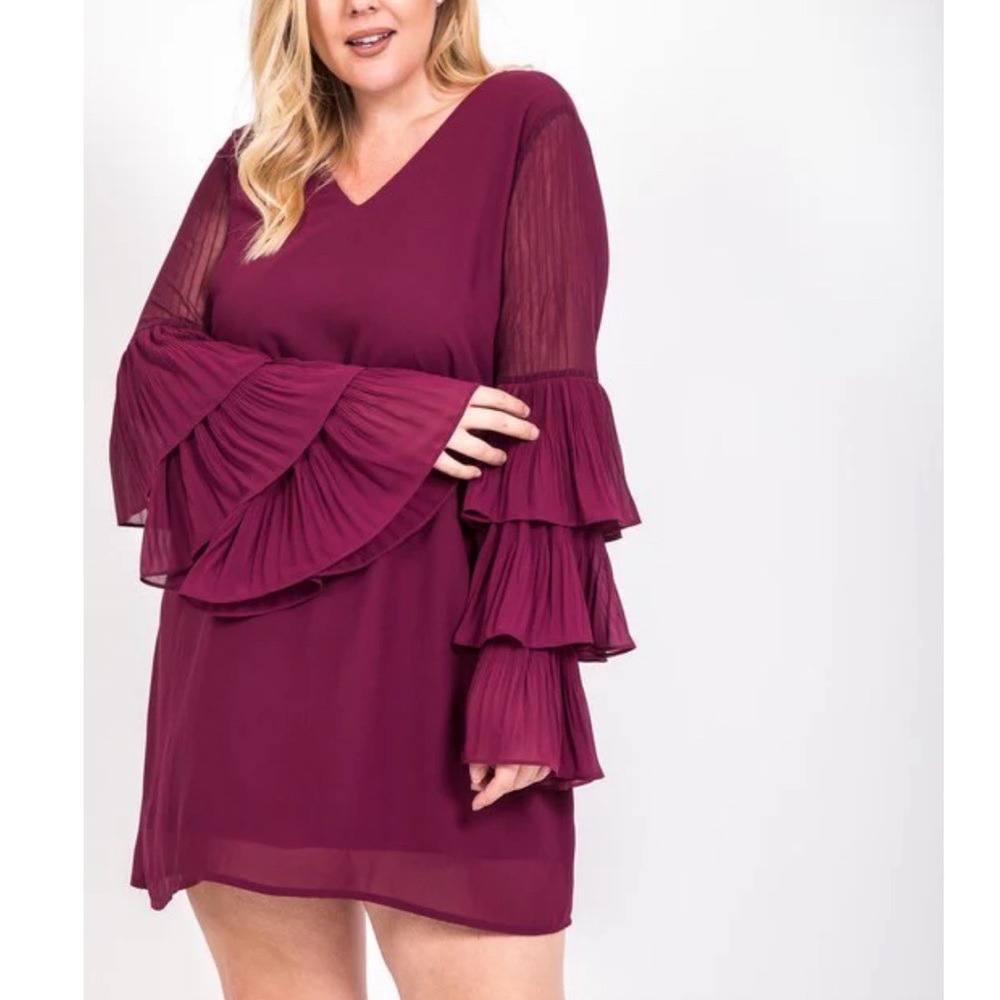 Love Riche Three Tiered Sleeve Plum Dress Size 2x